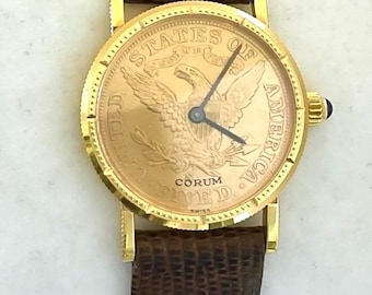 ZITURA Swiss Made Quartz Watch: Solid Gold Dial, New Leather Band