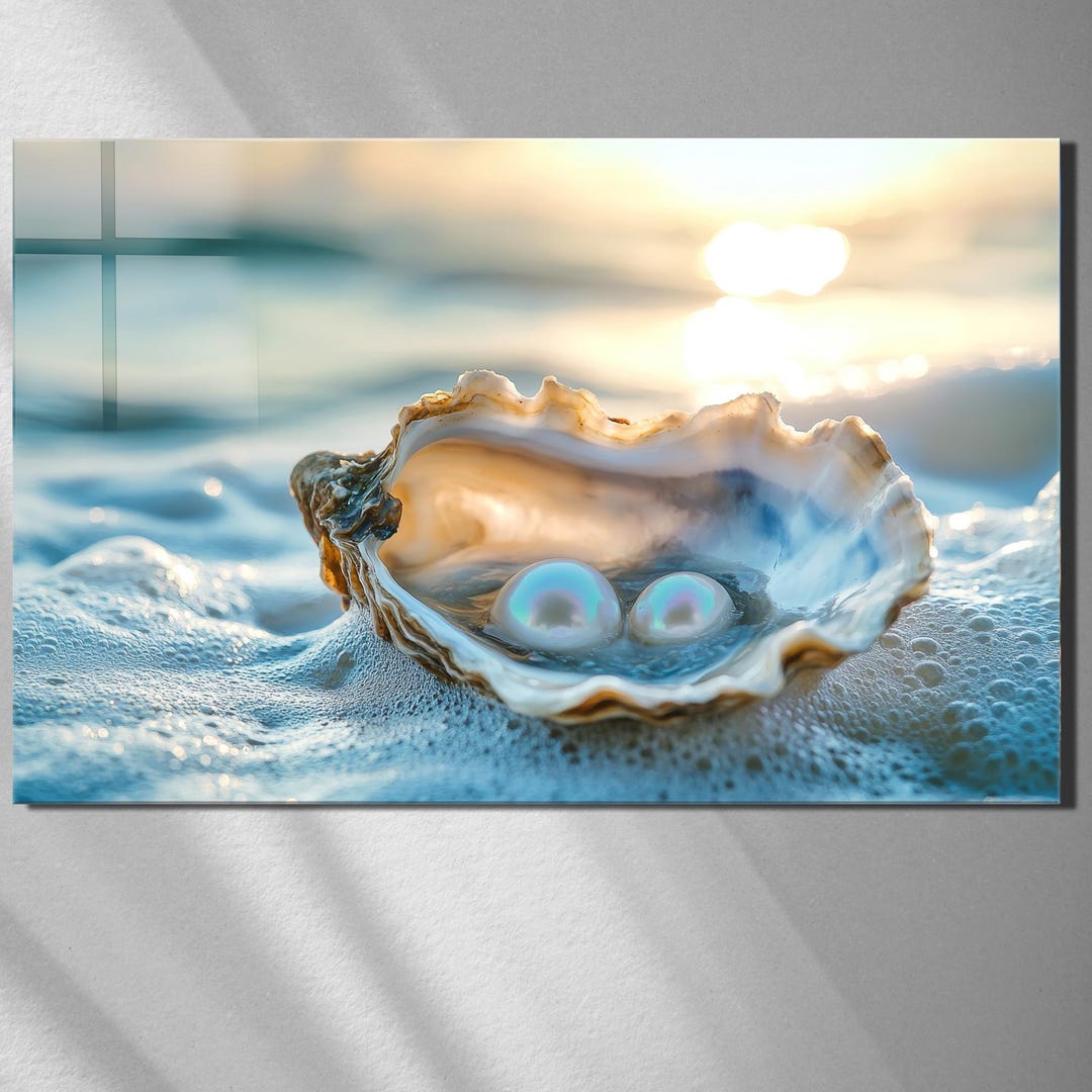 Seashell Wall Art Set of 3, Tempered Glass Wall Art, Coastal Beach ...