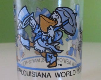 1984 Louisiana World's Fair Exposition New Orleans Juice Glass Seymore the Pelican