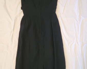 Vintage 1960s Miss Brooks New York Little Black Cocktail Dress Sleeveless XS