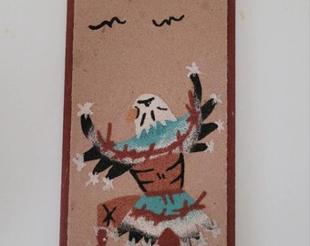 Vintage Navajo Sand Painting Thunderbird Eagle Dancer Signed Arnold Begay