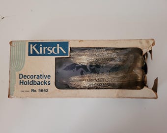 Vintage NOS Kirsch Gold Metallic Feather Curtain Holdbacks Tiebacks Decorative