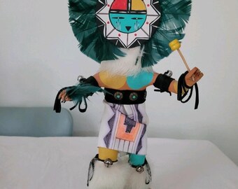 Large Native American Sun Face Man God Kachina Dancer Doll Artist Signed