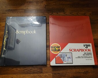 Vintage New Sealed Lot 2 Scrapbook Albums Navy Blue String Tied & Red