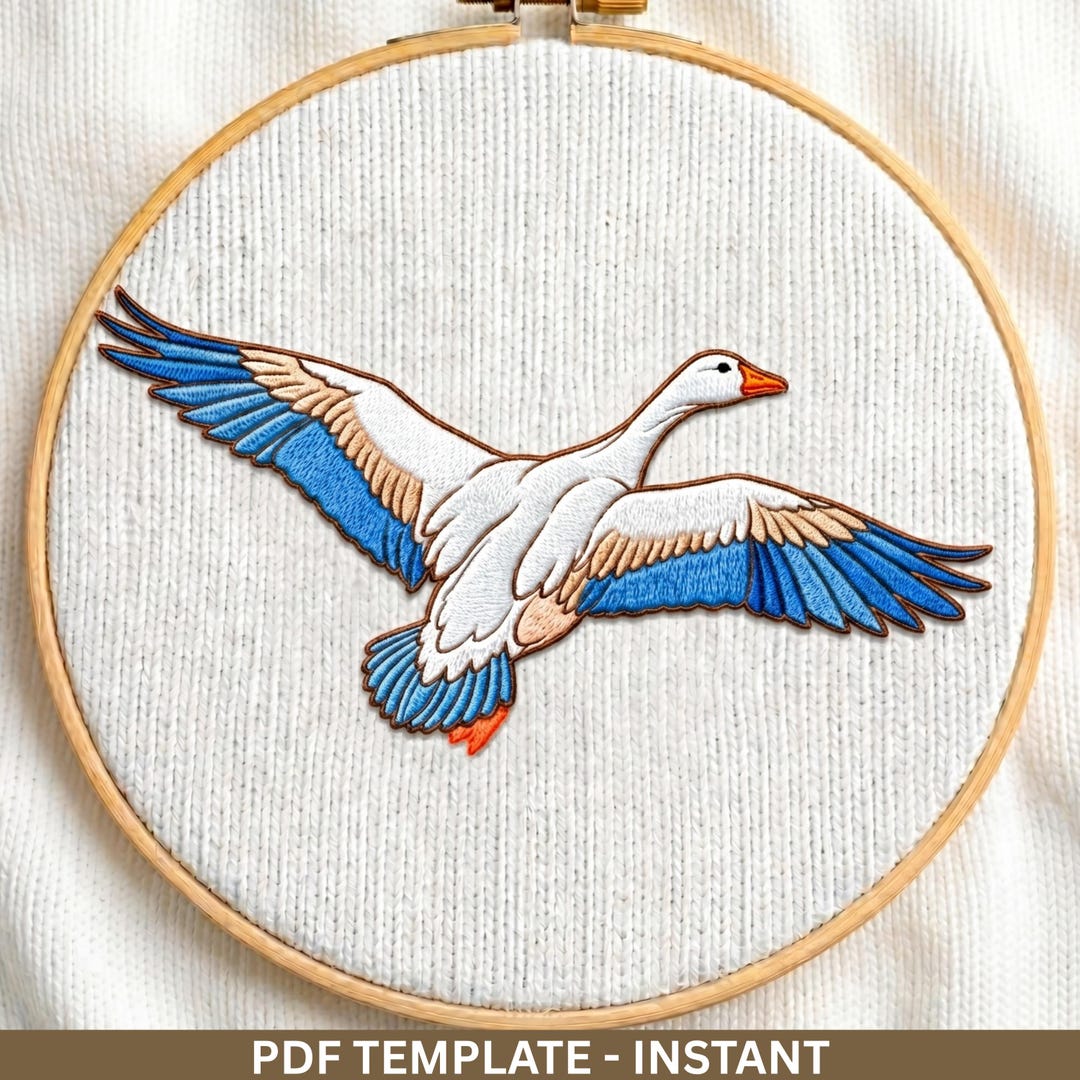 Emperor Goose Pattern Migrator Goose Hand Embroidery Pattern, Flying Geese Design, Minimal ...