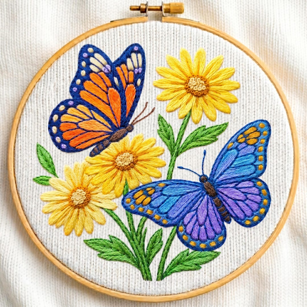Colorful Butterflies Hand Embroidery Pattern PDF, Whimsical Fantasy ...