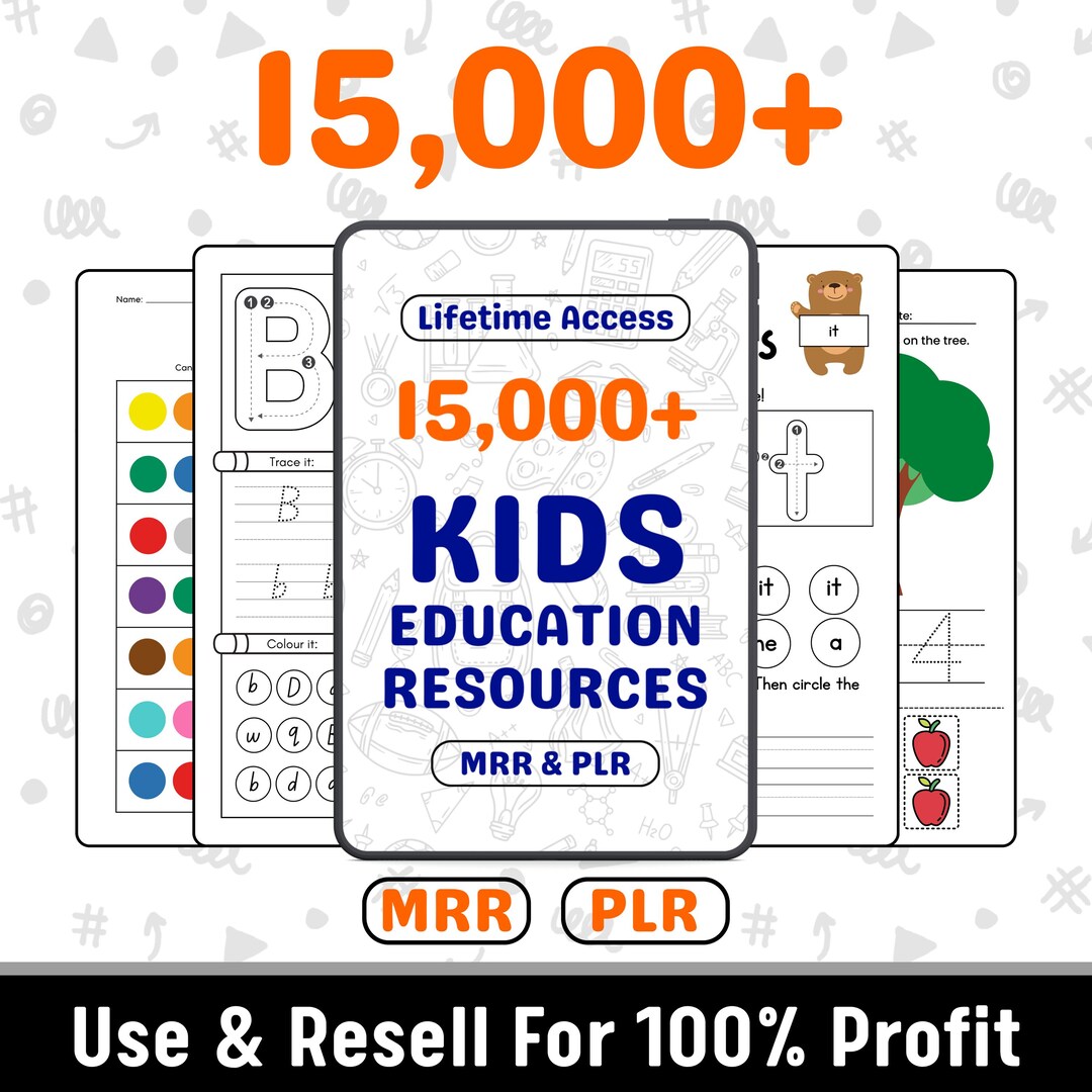 15,000+ Kids Learning Activities Bundle, PLR and MRR Worksheets ...