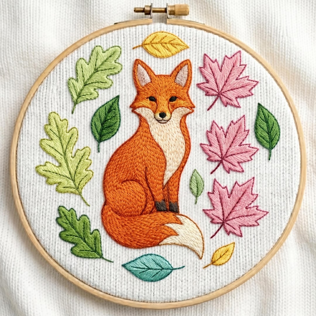 Floral Fox Embroidery Pattern PDF, Woodland Animal Design, Botanical ...