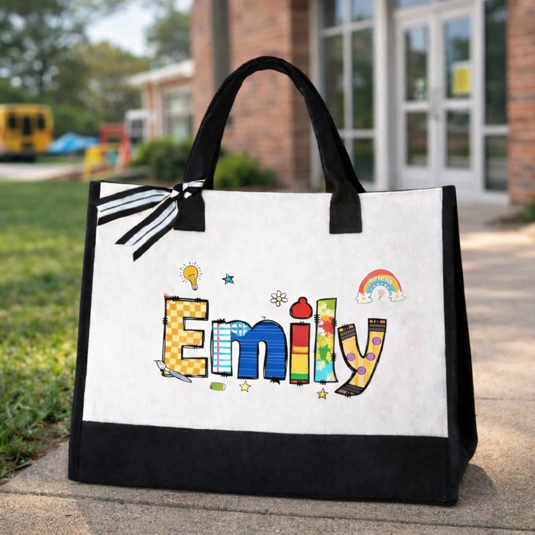 Personalized Teacher Tote Bag – Custom Name School Gift - Etsy