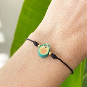 Pulsera de aguacate, pulsera de deseos con cordón de aguacate, pulsera vegana, pulsera minimalista de aguacate, regalo para ella, joyería minimalista, pulsera de hilo