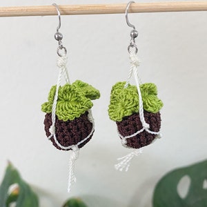 Crochet Plants Earrings, Planter Earrings, Handmade, Crochet Plants, Lightweight Earrings, Hanging Plants, Plants Jewelry, Succulents