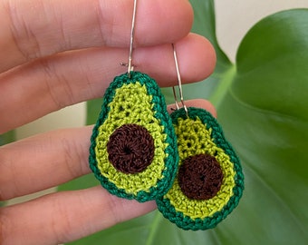 Avocado Earrings, Avocado Crochet, Green Earrings, Mexican, Gifts for Her, Lightweight Earrings