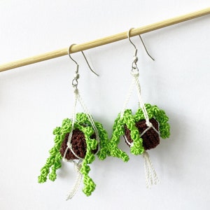 Crochet Plants Earrings, Planter Earrings, Handmade, Crochet Plants, Lightweight Earrings, Hanging Plants, Plants Jewelry, Succulents