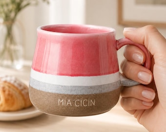 Personalized Speckled Stoneware Mug, Custom Engraved Coffee Cup, Baby Shower Gift, First Time Mom Dad Gift, Minimalist Mug Gift