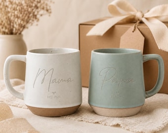 Custom Engraved Mom Dad Mug, Coffee Cup for Mom Dad, New Dad Mom Mug, Future Parents Est 2026, Baby Shower Gift, First Time Mama Papa Gift
