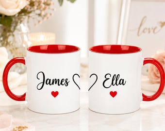 Personalized Couples Mugs, Custom Couple Coffee Mug Set, Engagement Pottery Mug, Mr and Mrs Mug, Wedding Gifts for Couple