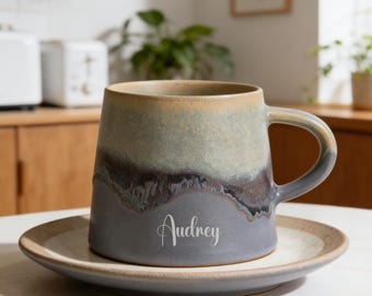 Custom Engraved Ceramic Mug with Your Text, Personalized Coffee Mug Gift for Mom Dad Husband, Pottery Mug, Bridesmaid Gift Idea