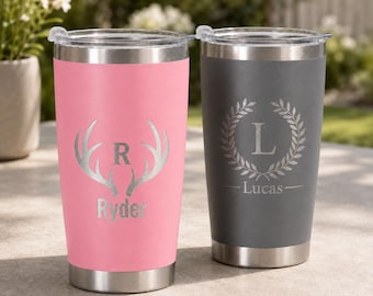 Personalized 20oz Tumbler, Laser Engraved Tumbler, Custom Travel Cup, Insulated Stainless Steel, Monogrammed, Family & Corporate Gift