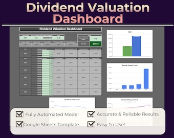 Dividend Tracker Google Sheets | Stock Portfolio Dashboard & Analysis | Automated Dividend Income Planner | Personal Finance Spreadsheet