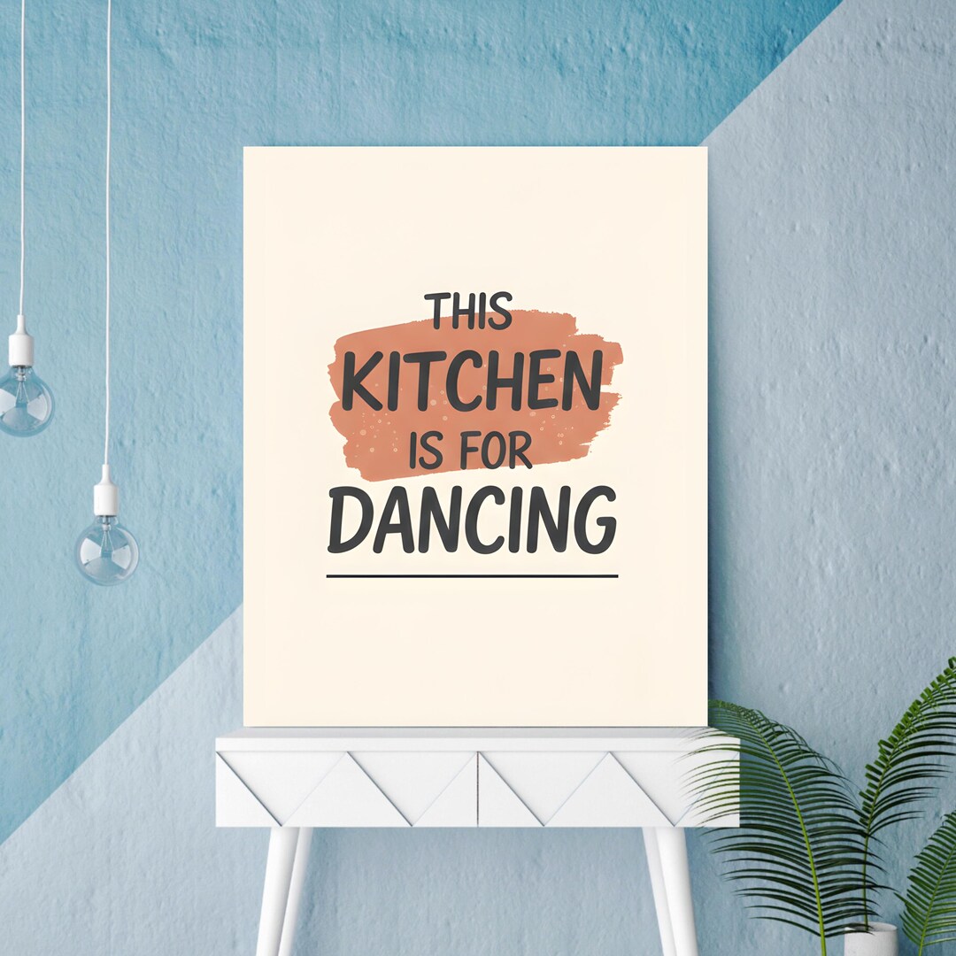 kitchen wall art set of 6 fun foodie prints this... This Kitchen is for Dancing Printable | Kitchen Wall Art Decor - Etsy