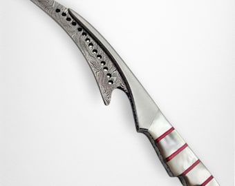 Handmade Damascus Steel Hunting Knife, Pakka Wood Handle, Outdoor Camping Survival Gear