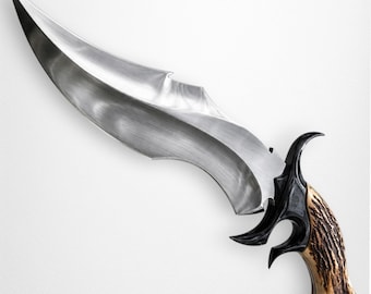 Cuchillo Bowie de acero inoxidable, hecho a mano, de espiga completa, cuchillo de caza, cuchillo de supervivencia al aire libre con funda de cuero de primera calidad. Regalo único para hombres y mujeres.