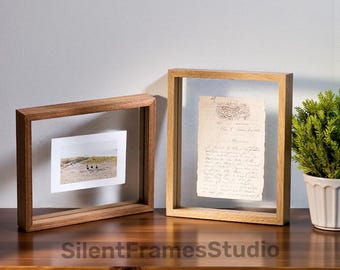 floating picture double-sided frame with glass backing