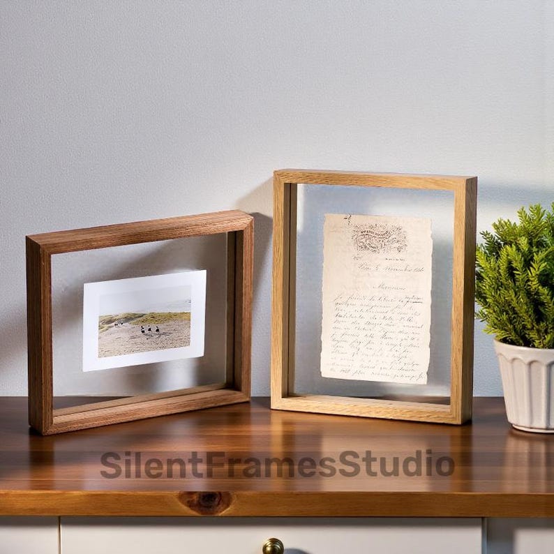 Floating Picture Double-sided Frame With Glass Backing - Etsy Australia