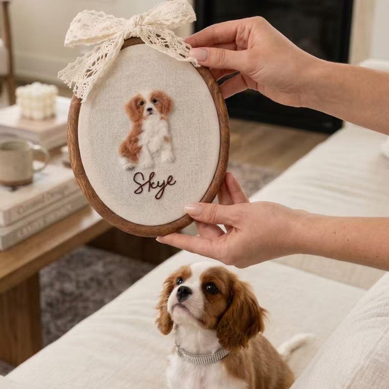 Custom Needle Felted Pet Portrait Hoop, Personalized Dog or Cat ...