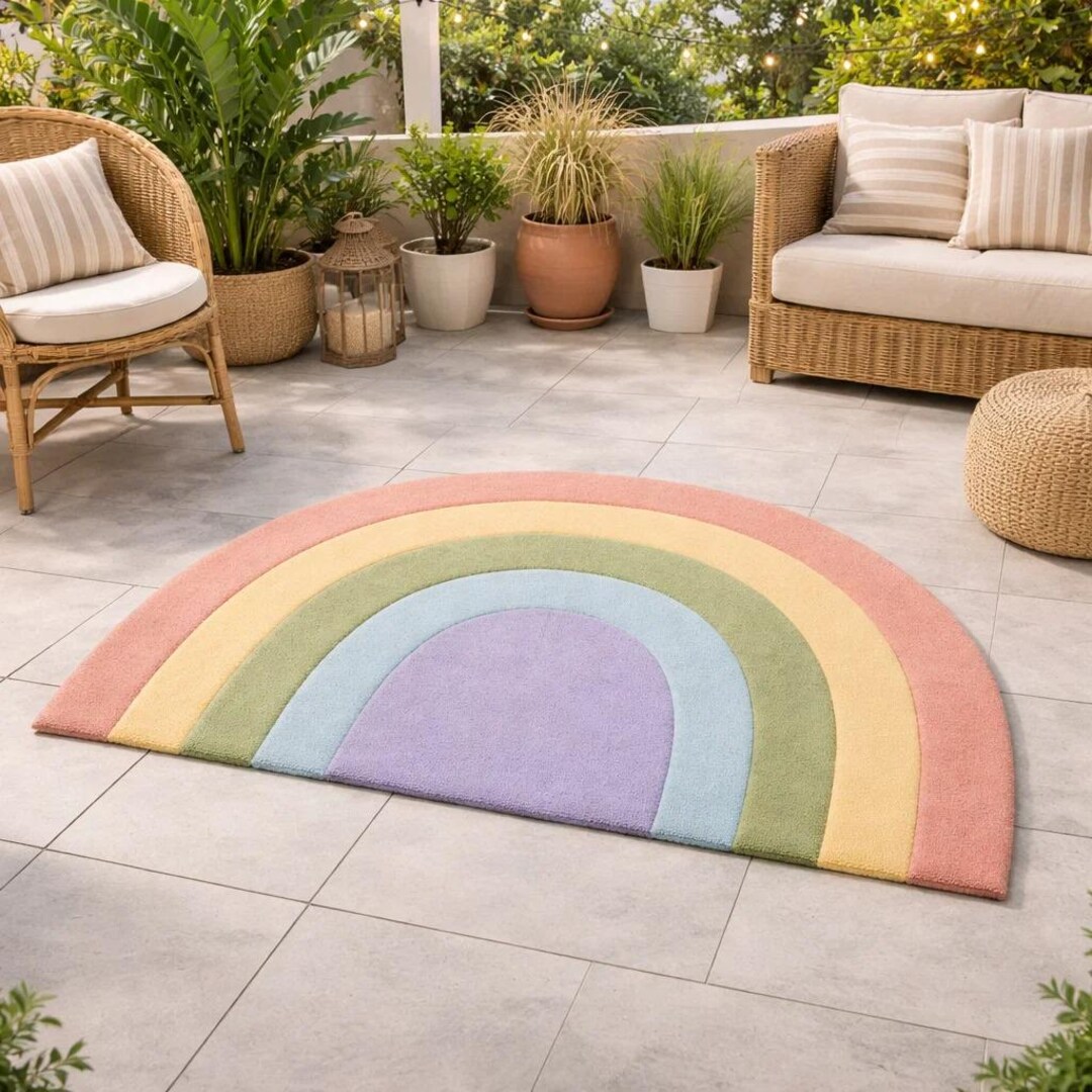 Smoth Rug Pastel Rainbow Hand Tufted Rug | Handcrafted With A Plush | Smooth ...