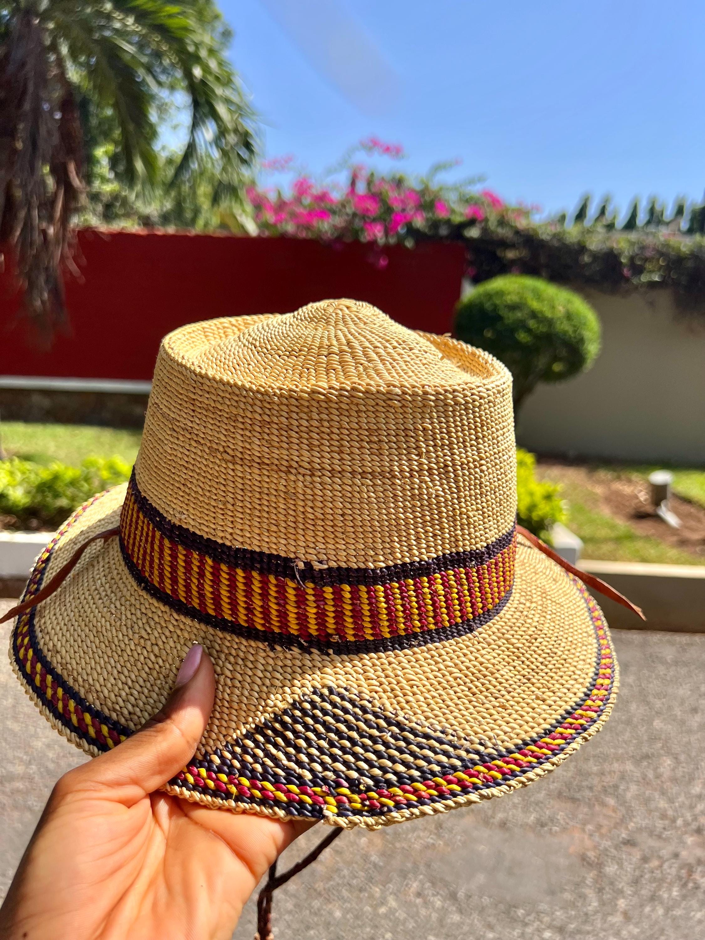 Hand Woven Bolga Short Brim Hat—african Farmers Straw Sun  display picture 3