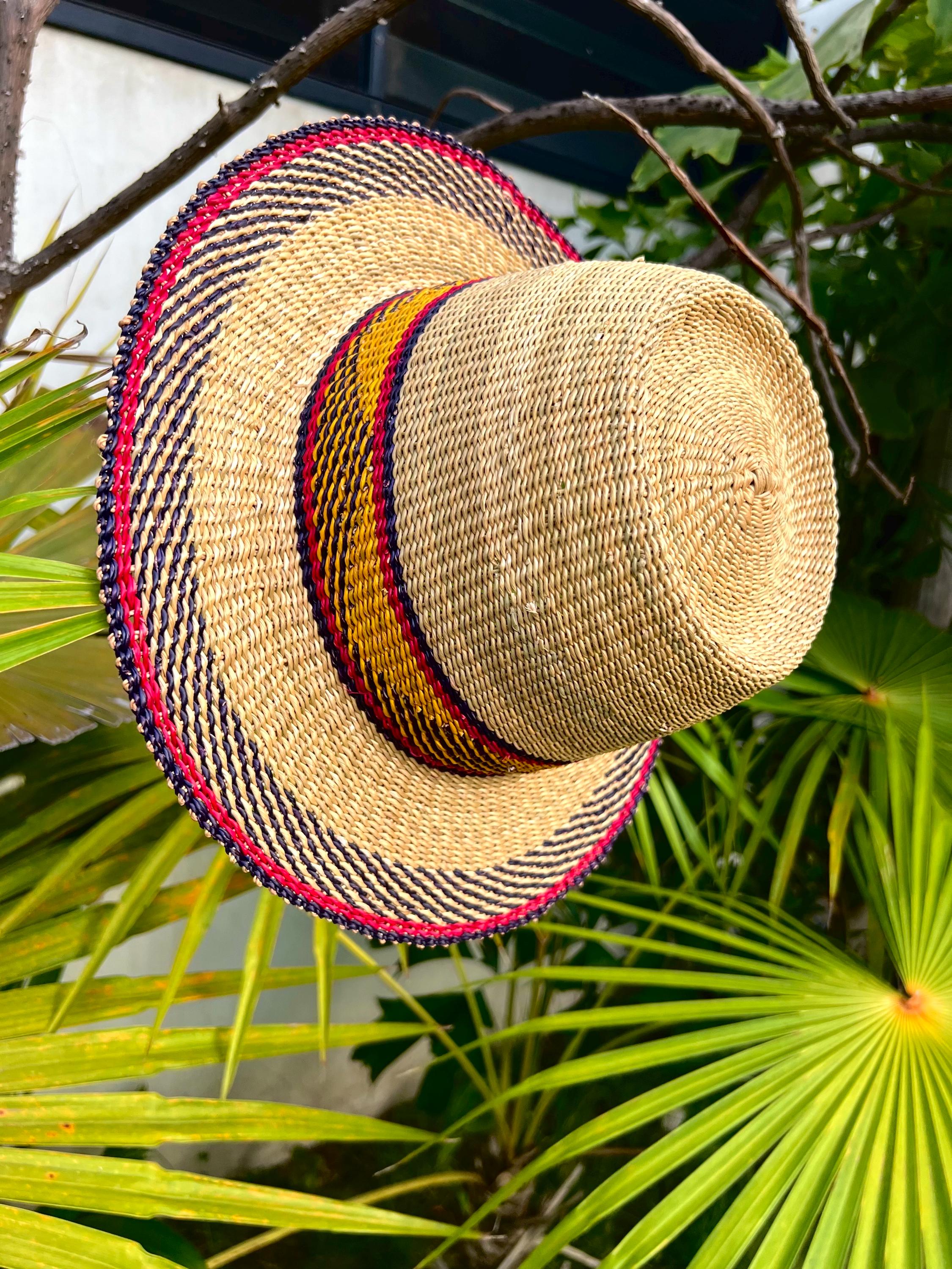 African Bolga Woven Straw Hat Short Brim Wholesale African Bolga Hat PREMIUM QUALITY : Sun Hat (G-170  main image 2