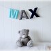 Angela reviewed Personalized felt name banner - name garland  - grey and blue wall art - Nursery decor - MADE TO ORDER