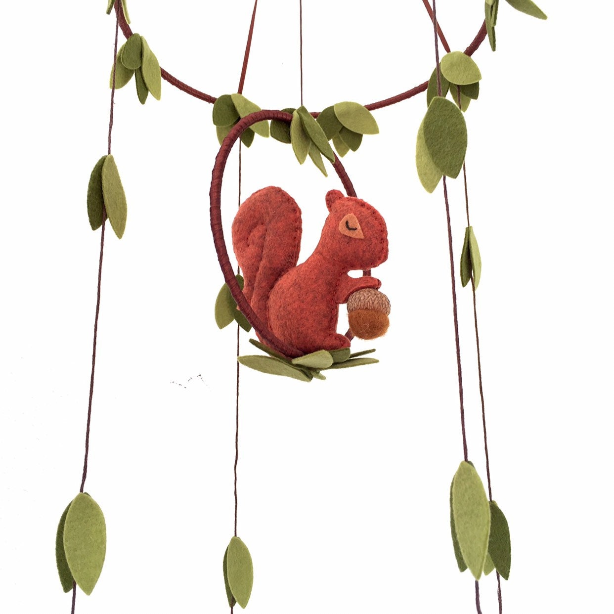 Squirrel mobile woodland Nursery baby mobile Felt green Etsy