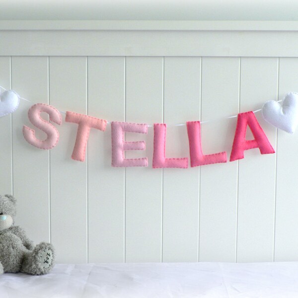 Personalized felt name banner wall art nursery decor - nursery decor - ombré - MADE TO ORDER