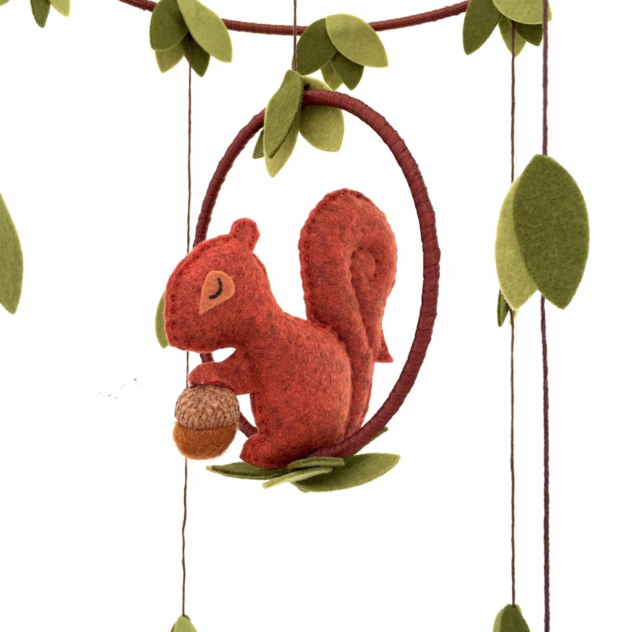 Squirrel mobile woodland Nursery baby mobile Felt green Etsy