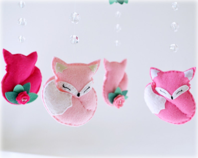 Woodland Fox mobile  baby crib mobile  roses  sleeping image 3