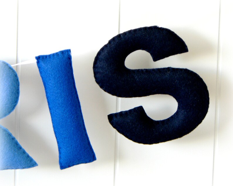 Personalized felt name banner  name garland   ombre blue image 2