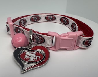 San Francisco 49ers Cat Collar Breakaway Safety Buckle, Charm and Bell.
