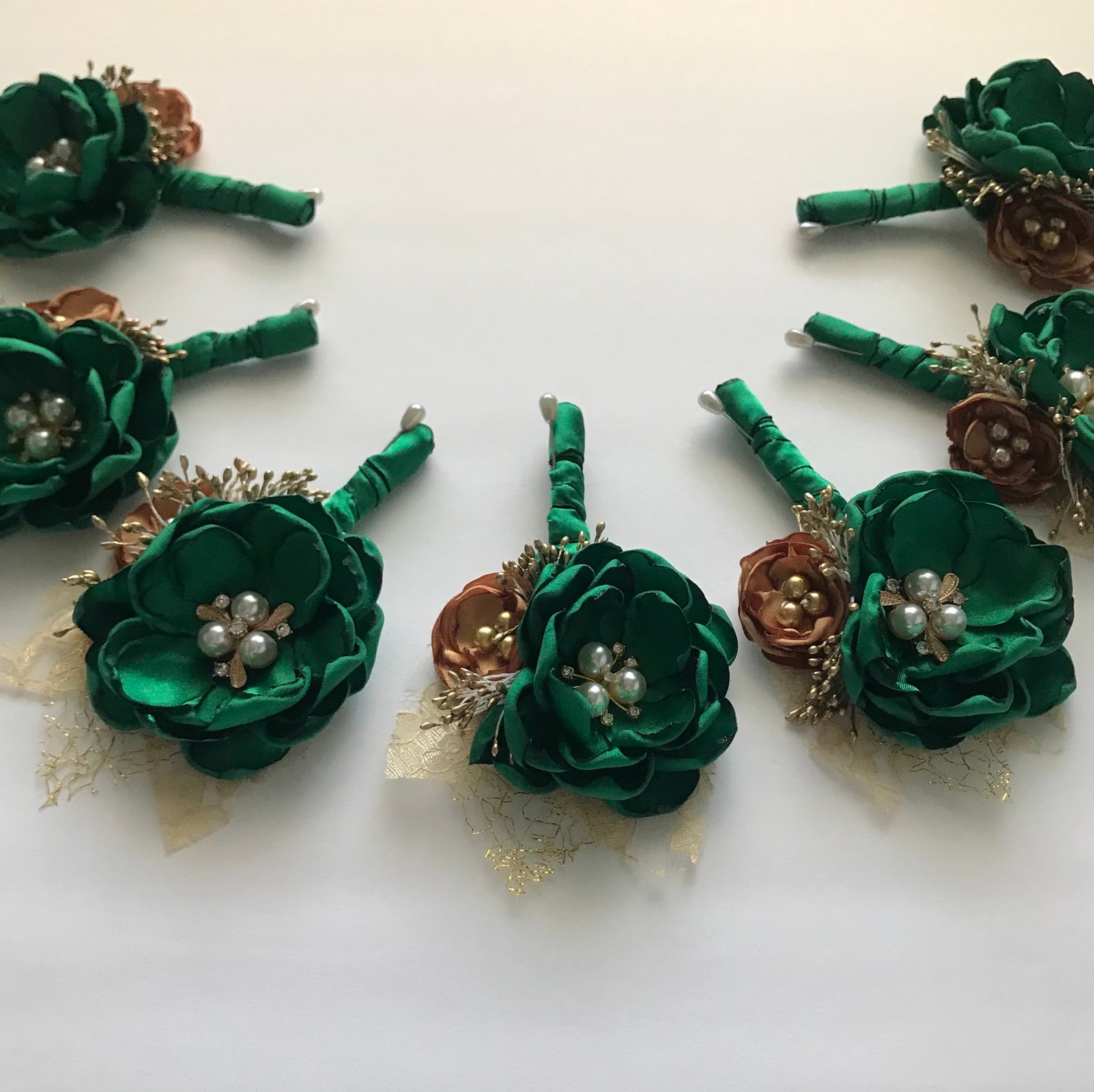 Emerald Green and Gold Boutonnière - Etsy