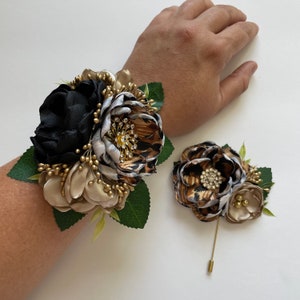 Leopard or Cheetah Print - Corsage or Boutonnière - Animal Print, Prom Set, HOCO Set, Prom Roses, Prom Flowers, Fabric Flowers, Silk Flowers