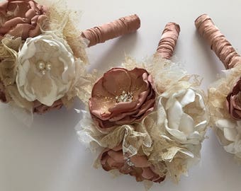 Rose Gold, Gold and Cream Bouquet