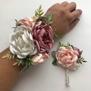 Mauve, Cream and Blush Floral Corsage or Boutonniere