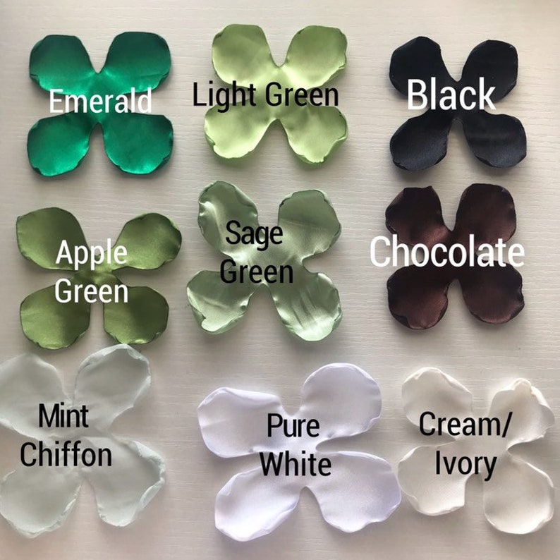 Color Swatch Singed Flowers Fabric Flower Satin Flowers Color Chart 6 Color Swatches Craft Flowers