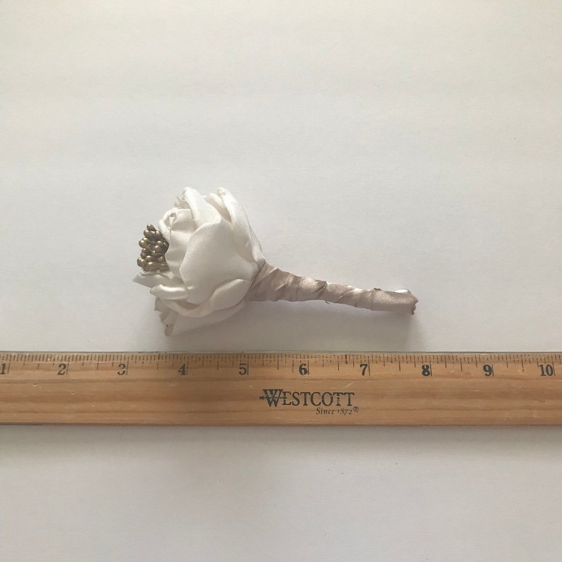 Father of the Bride Groom Father of the Groom Wedding Cream and Champagne and Gold Boutonni\u00e8re Bestman Fabric Flowers Grandpa