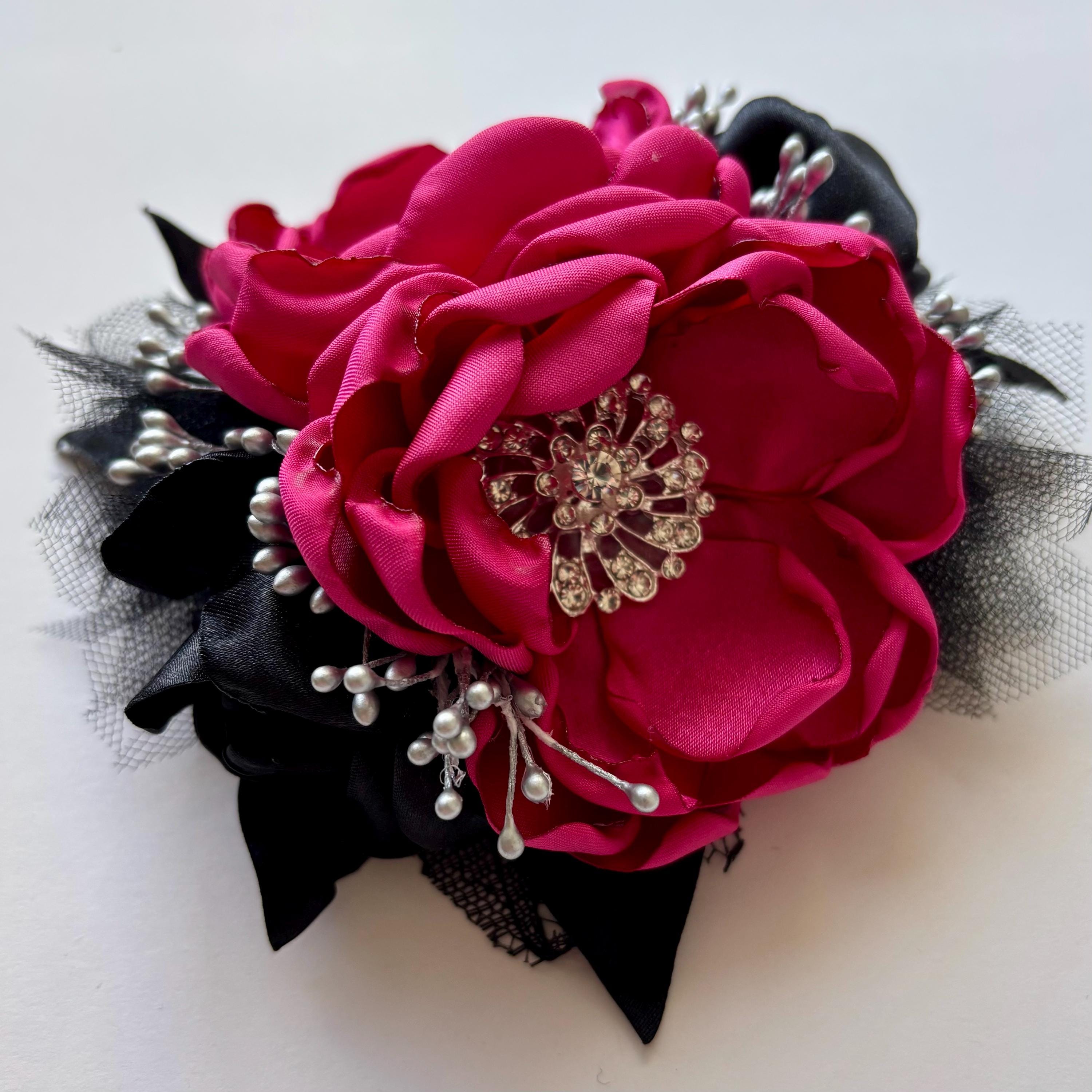 Hot Pink Rose Corsage and Boutonnire Set  Rhinestone Prom Flowers - Etsy