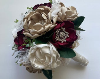 Wine Red, Champagne and Cream Bouquet