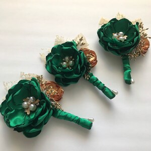 Emerald Green and Gold Boutonnière