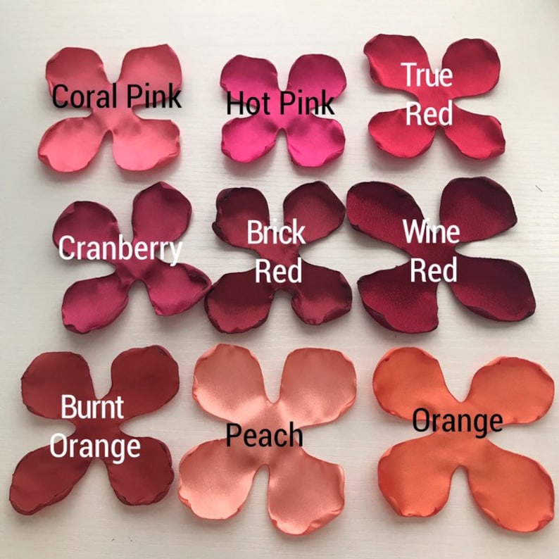 Color Swatch Singed Flowers Fabric Flower Satin Flowers Color Chart 6 Color Swatches Craft Flowers