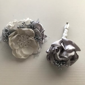Silver and Cream Corsage or Boutonnière